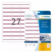 HERMA Tekstilės/vardų etiketės A4 63,5x29,6mm Baltos/Raudonos 540 vnt.