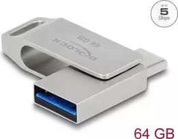 Atmintukas Delock 64GB USB-C+USB-A 3.1 GEN 2 metalinis korpusas