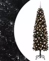Dirbtinė siaura kalėdinė eglutė su žaisliuku 180 cm 300 LED