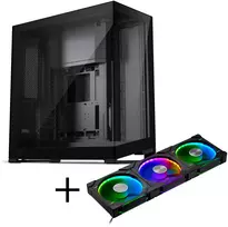 Phanteks NV9 E-ATX korpusas, grūdintas stiklas, ARGB + D30 PWM Regular Airflow, D-RGB ventiliatorius, 3 vnt. rinkinys – 140 mm, juodas