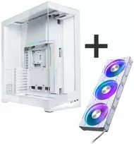 PHANTEKS NV7 – balta + D30 PWM atbuliniu oro srautu D-RGB ventiliatorius, 3 vnt. rinkinys – 120mm