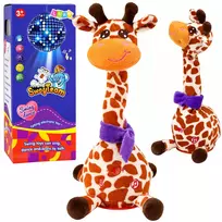 Lean Toys Interaktyvi pliušinė žirafa, ruda, balta ir oranžinė, apie 30 × 20 × 10 cm