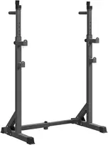 Štangos stovas reguliuojamo aukščio ir pločio, iki 150 kg, juodas, 60–87 × 65 × 121–158 cm