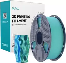 3D Spausdinimo Siūlas - Sunlu PLA+ Šilkas Dviejų Spalvų 1.75mm Siūlas Mėlyna-Zalia