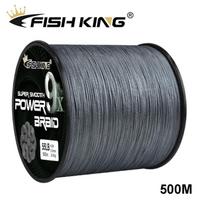 Fishing King 500M 9X sruogų pintas žvejybos valas, daugiagijinis 100 % PE valas, pintas žvejybos valas 6.0-0.4mm-100lb pilka