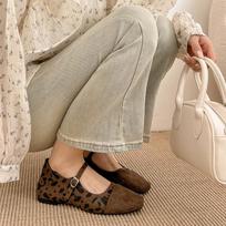 Leopard Print Mary Janes Flats Shoes Women Casual Streetwear Ballet Cloth Shoes Ladies Spring Autumn Round Toe Shallow Loafers 35 leopardo rašto spalva