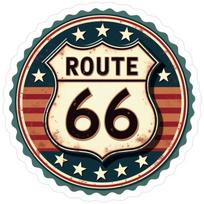 Vintažinis Route 66 metalinis sienų dekoras garažui, barui, namams 20x20cm