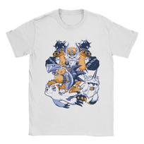 Casual Digimon Adventure Gatomon  T-Shirt Men Cotton Short Sleeve  Round Neck Summer Clothing 4XL gray