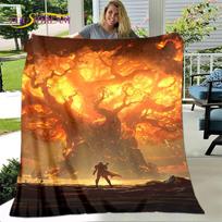 WOW, World of Warcraft žaidimo žaidėjo minkštas pliušinis pledas, flanelinis pledas metamas pledas svetainei, miegamajam, lovai, sofai, iškylai 75x90cm orange