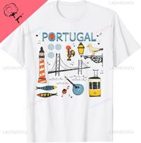Kelionė po Europą Portugalija Lisabona Portugalijos Atostogų Suvenyras Marškinėliai Individualiai Spausdinami Grafiniai Marškinėliai Medvilniniai Vintažiniai Drabužiai 2XL white