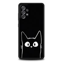 Telefono dėklas Samsung Galaxy A15 A13 A51 A71 A41 A31 A21S A03S A05 A35 A55 A23 A25 A33 A53 A73 5G Dangtelis Mielas Animacinis Juodas Katukas Samsung A53 5G black