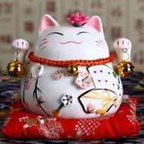 4.5 Inch Japanese Ceramic Lucky Cat Maneki Neko Home Decoration Ornaments Business Gifts Fortune Cat Money Box Feng Shui Craft gray