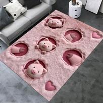 2D PLOKŠTAS 2025 Naujas Mielas rožinis paršelis Kilimas Kilimas svetainei Miegamajam Namų Sofos Dekoracija, Vaikų žaidimų Neslystantis grindų kilimėlis 80x120cm( 31x47in)