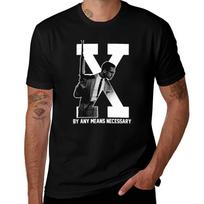 Šaunus Malcolm X Marškinėliai „Bet kokiomis priemonėmis“ Būtinas Marškinėlis Grafiniai Marškinėliai Unisex Marškinėliams M black