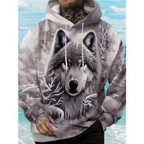 Men's Autumn and Winter 3D Printed Hooded Sweater Hoodies & Sweatshirts (men’s) 2XL gray