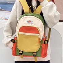 Schoolbag color matching backpack new fashion high value student schoolbag junior high school simple lightweight backpack oranžinė
