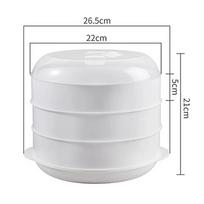 Microwave Oven Steamer Double Plastic Microwave Oven Round Steamer With Lid Microwave Steamer Cooking Pot For Kitchen white