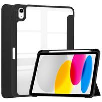 For iPad 11-inch A16 Case with Pencil Holder: Tri-Folding Acrylic Clear Back Smart Cover for iPad 11th iPad 10th ipad 11 2025(A16) black