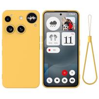 Prabangus skysto silikono dėklas Nothing Phone 3 telefonui, matinės tekstūros, atsparus smūgiams, minkštas apsauginis rėmelis, su dirželiu, Funda for Nothing Phone3 A024 Nothing Phone (3) geltona