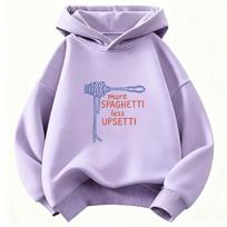 More Spaghetti Less Upsetti Funny Graphic Children's Sweatshirt Cute Harajuku Hoody for Boys Girls Autumn Winter Casual Hoodies 160 violetinė