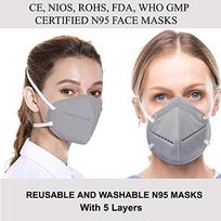 KALAKUNJ N95 Face mask with head loop Reusable Protective and Washable Face Mask With 5 Layer for Men & Women Unisex(Grey,Pack Of 6) gray