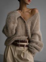 Women's Faux Mink Cardigan 2026 Spring Fall Lazy Style Loose Knit Sweater Coat Soft Long Sleeve, Beige M chaki