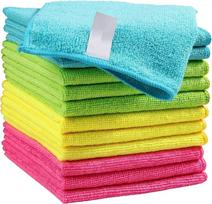Microfiber Cleaning Cloth 12 Pack Cleaning Rags Cleaning Towels with 4 Color Assorted 11.5 X11.5 (Green/Blue/Yellow/Pink) 6pcs blue