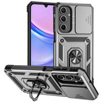 Skirta Samsung Galaxy A16 5G dėklas su slankiojančia kameros apsauga, smūgiams atsparus šarvuotas telefono dėklas, skirta Galaxy A16 A 16, su magnetiniu žiedu, stoveliu, galinis dangtelis For Galaxy A16 sidabras