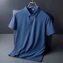 Vyriški vasariniai ledo šilko besiūliai polo marškinėliai - Labai tamprios, nereikalaujantys lyginimo, trumpomis rankovėmis su apykakle 2XL (145-165 lbs) blue