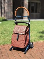Portable Folding Shopping Trolley, Lightweight Aluminum Cart with Telescoping Handle and Wheels, Space Saving Collapsible Cart beige