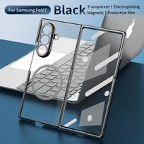 For Samsung Galaxy Z Fold 7 6 5 4 3 Fine Hole Transparent Magnetic Tape Tempered Glass Membrane Folding Shockproof Phone Case For Galaxy Z Fold 7 gray