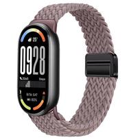 Nailono kilpinė apyrankė Xiaomi Mi Band 10 dirželiui Pintas apyrankės kvėpuojantis riešo dirželis XiaoMi Band 8 9 10 NFC Magnetinis užsegimas Diržas For Mi Band 10 black