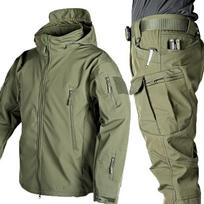 Puolimo komplektas Vyriška ryklių odos softshell striukė Lauko Rudens Žiemos XXL žalia