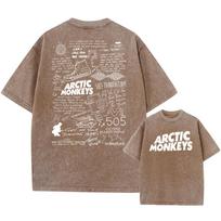 Retro Rock Arctic Monkeys Music Album Graphic TShrit Mens Vintage Washed Oversized Short Sleeve T Shirt Yk Hip Hop Streetwear 2XL gray