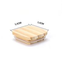 Square Pine Wood & Silicone Sealing Glass Cup Lid beige
