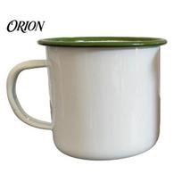 Enamel Coffee Mug for Camping Mug, Simple Style, with Multi-color Contrasting Rim, 360ml Compact Drinkware Gear Capacity Drinking Tea And Hot 360ml raudona