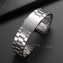 Curved End Metal Watch Strap for Seiko 20mm 22mm Stainless Steel Folding Buckle Watchband Replacement Belt Universal Bracelet 20mm white