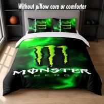 Monster Energy Design Bed Bedding Set 1 Duvet Cover + 2 Pillowcases Soft Breathable Household Bed Linens 135cm*200cm
