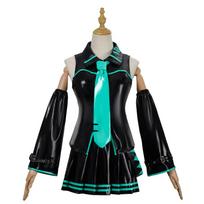 Mikuu Cosplay Kostiumas 16-asis Cosplay Odinė Midi Seksuali Suknelė Helovino Karnavalo Šventė JK Uniforma Mikuo Vyriška versija Kostiumas XL&Hatsune Miku black