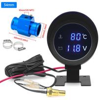 Motorcycle Temperature Gauge Water Temp Meter + 10mm Water Temperature Sensor 1/8 NPT Adapter Thermometer for Car Voltmeter With 34mm adapter