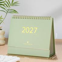 Morandi Color 2027 Desk Calendar Paper Standing Table Calendar Minimalist Flip Calendar  Home Study Pink - M gray