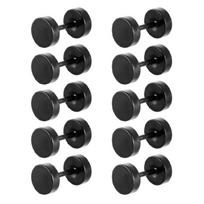 Minimalist Barbell Earrings for Men and Women, Black Round Polished Steel Screw Back Set, 10 Pieces for Daily Use 3mm gray