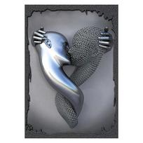 Abstrakti pora, skulptūra, drobė, tapyba raudona širdimi, metalinė statula, plakatai, įsimylėjėliai, sienos paveikslas, skirtas gyvenamojo kambario namų dekoravimui 50x75cm