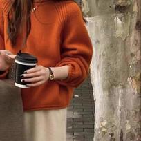 Women's Yellow Chunky-Knit Pullover Sweater Loose Lazy Style Top for Early Autumn Outer Wear XL beige