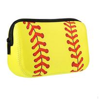 Storage Large Capacity Container Softball Makeup Bag Cosmetic Pouch for Accessories geltona