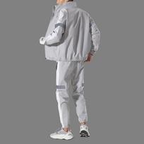 Vyriški sportiniai kostiumai, laisvalaikio bėgikai, sportinė apranga su gobtuvu, striukės ir kelnės, 2 dalių rinkiniai Stripe Hip Hop bėgimo sportinis kostiumas L pilka