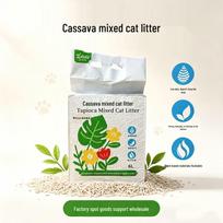 Tofu & Cassava Cat Litter - Low Dust, Strong Clumping, Flushable Bentonite, 2.3kg Cassava Mixed Cat Litter white