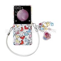Samsung Galaxy Z Flip8/7 Foldable Phone Case with Heart Pendant and Hand Strap Galaxy Z Flip3 gray