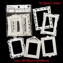 10 vnt. Reljefinis Retro Rėmelis Tuščiaviduris Kvadratinis Apvalus Formos Nuotraukos Rėmelis Nuostabus Reljefas Rankų Darbo DIY Dekoratyvinis Koliažo Medžiaga B gray