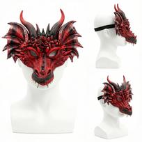 Red Dragon Half Face Mask Halloween cosplay mask, suitable for costume parties, carnival themed parties, unisex cosplay clothing accessories 1 black